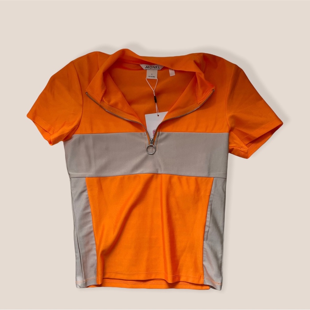 ASOS Monki Zip Neck Color Block Top